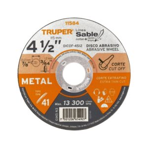 Disco de corte abrasivo sable 4-1/2 x 1.2mm, 11584, DICOF-4512, Truper