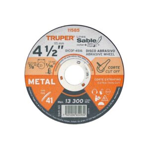 Disco de corte abrasivo sable 4-1/2 x 1.6mm, 11585, DICOF-4516, Truper