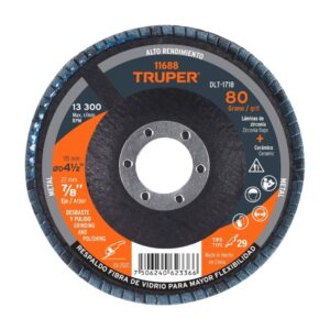 Disco flap laminado lija de zirconia grano 80, 7/8", 11688, DLT-1718, Truper