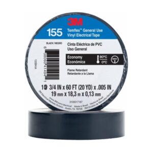 Cinta aislante eléctrica de vinil color negro, 155, 3M