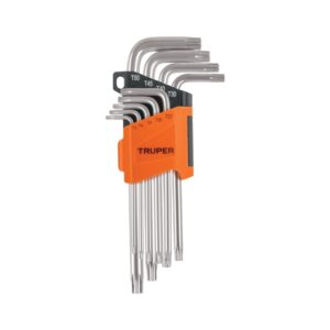 Juego de 9 llaves torx largas con organizador abatible, 13647, TORX-9L, Truper