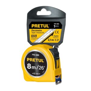 Wincha flexómetro 8 M cinta 25mm, 21603, PRO-8MEB, Pretul