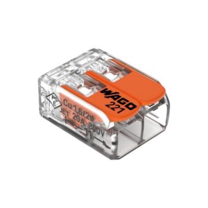 Bornera de empalme 2 vías 300V 20A, 4mm, 221-412, Wago