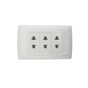Tomacorriente triple universal blanco 2P 16A 250V placa blanca, LP112/3, Atlantic