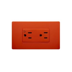 Tomacorriente Doble Universal 2P+T 16A 250V Placa Naranja, PRE28859