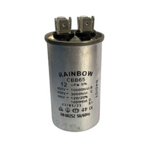 Condensador metálico para motor; capacitor permanente; 12uf, CBB65-12UF/450V, Rainbow