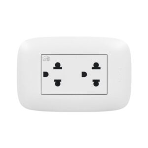Tomacorriente Doble Universal Blanco 2P+T 16A 250V Domino Sencia, AP1222