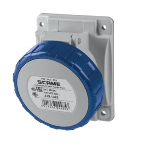 Tomacorriente industrial para empotrar 16A 6H 200-250V 2P+T IP44, 418.1663, Scame