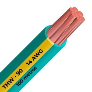 Conductor eléctrico unipolar THW-90 14AWG, 750V c/verde, Celsa