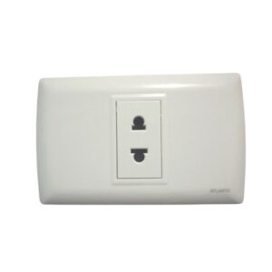 Tomacorriente simple universal blanco 2P 16A 250V placa blanca, LP112, Atlantic