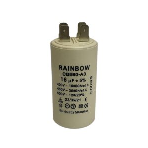 Condensador cerámico para motor 4 pines; capacitor permanente 16uF, CBB60-A3-16UF/450, Rainbow