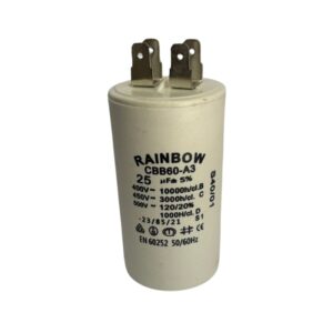 Condensador cerámico para motor 4 pines; capacitor permanente 25uF, CBB60-A3-25UF/450, Rainbow