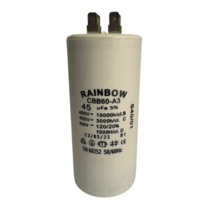 Condensador cerámico para motor 4 pines; capacitor permanente 45uF, CBB60-A3-45UF/450, Rainbow