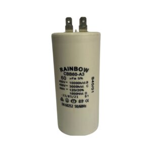 Condensador cerámico para motor 4 pines; capacitor permanente 60uF, CBB60-A3-60UF/450, Rainbow