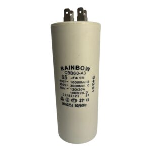 Condensador cerámico para motor 4 pines; capacitor permanente 65uF, CBB60-A3-65UF/450, Rainbow