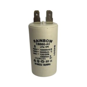 Condensador cerámico para motor 4 pines; capacitor permanente 8uF, CBB60-A3-8UF/450, Rainbow