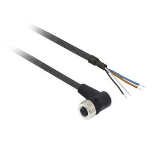 Cable para sensor M12 hembra acodado 4 pines, aro metal, 2m, XZCP1241L2, Schneider Electric