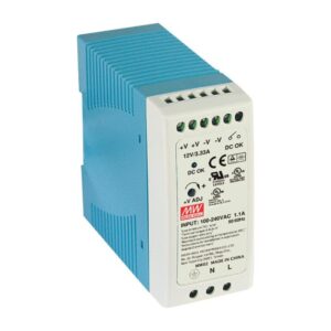 Fuente de alimentación entrada 265VAC Salida 24VDC 1.7A(40W) Riel Din, MDR-40-25, Mean Well