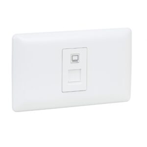 Tomacorrienre RJ45 cat6 1 mod blanco placa blanca, LP1073S, Atlantic