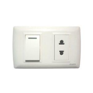 Interruptor+Tomacorriente Universal 16A 250V placa blanca, LP316, Atlantic