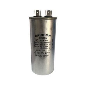 Condensador metálico para motor; capacitor permanente; 50uf, CBB65-50UF/450V, Rainbow