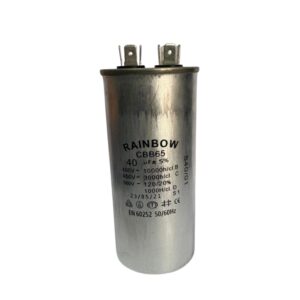 Condensador metálico para motor; capacitor permanente; 40uf, CBB65-40UF/450V, Rainbow