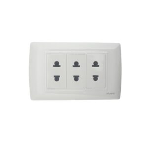 Tomacorriente triple universal blanco 2P 16A 250V placa blanca, LP112/3, Atlantic