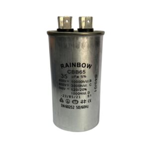 Condensador metálico para motor; capacitor permanente; 35uf, CBB65-35UF/450V, Rainbow