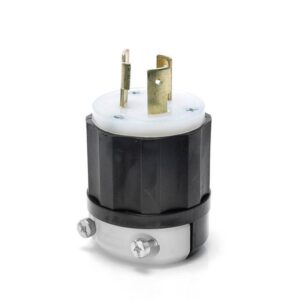 Enchufe de Bloqueo Grado Industrial 2P+T; 20A Negro-Blanco 250V, 2321, Leviton
