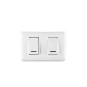 Interruptor doble 1P blanco 250V 16A placa blanco, LP1621S, Atlantic
