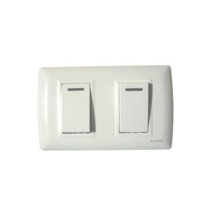 Interruptor doble 3 vías blanco 250V 16A placa blanco, LP1622S, Atlantic