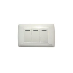 Interruptor triple 1P blanco 250V 16A placa blanco, LP1631, Atlantic