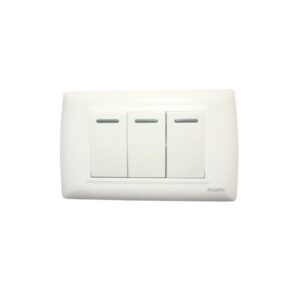 Interruptor triple 3 vías blanco 250V 16A placa blanco, LP1632, Atlantic