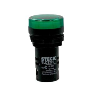 Luz piloto plástico verde 22.5mm 220VAC LED, SLDS2202, Steck