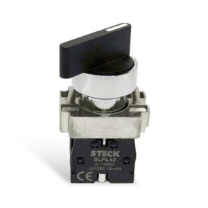 Selector maneta corta 2 posiciones metal negro 22mm 1NA, SLMM8D010, Steck