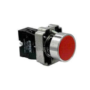 Pulsador Rasante Metal Rojo 22mm 1nc, SLMRN101