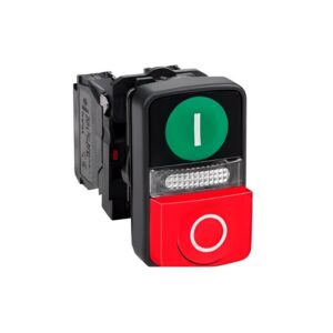 Pulsador Lumin. Doble Rojo/Verde Metal 22mm 220-240vac C/Led, SLPDL11MCHP
